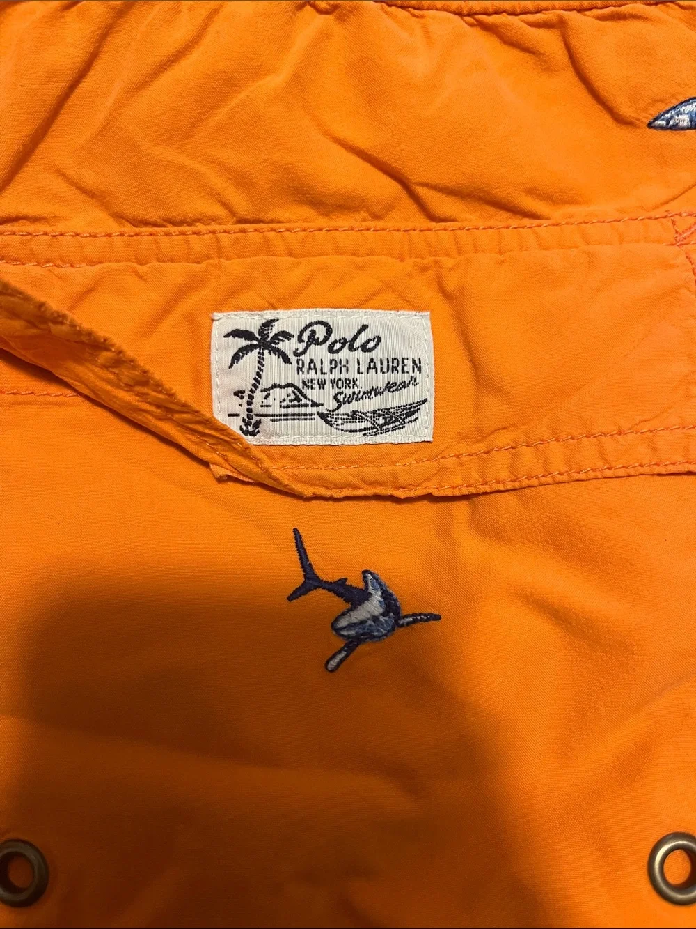 Polo by Ralph Lauren Orange Shark Embroidered Swim Shorts